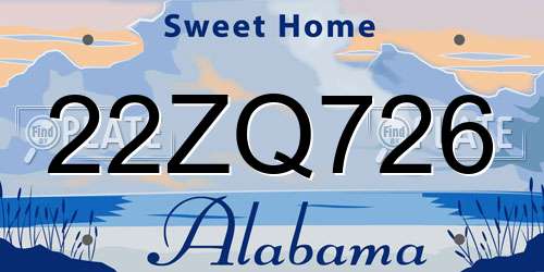 22ZQ726 Alabama License Plate