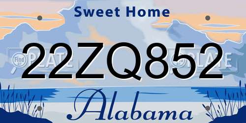 22ZQ852 Alabama License Plate