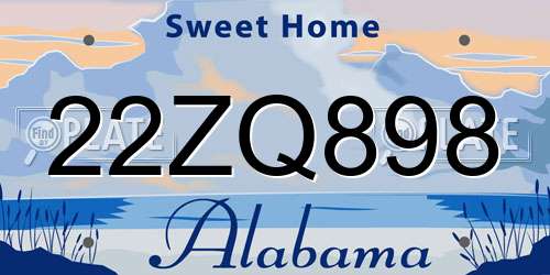 22ZQ898 Alabama License Plate