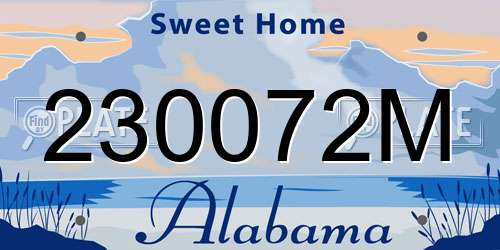 230072M Alabama License Plate