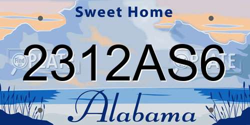 2312AS6 Alabama License Plate