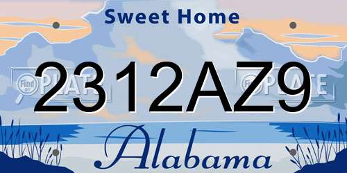 2312AZ9 Alabama License Plate