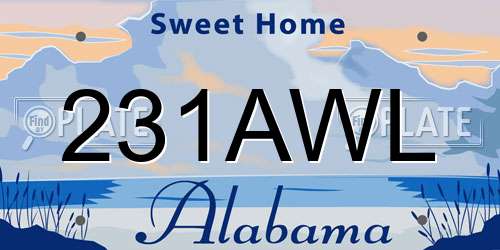 231AWL Alabama License Plate