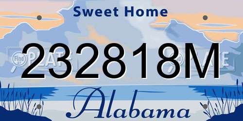 232818M Alabama License Plate