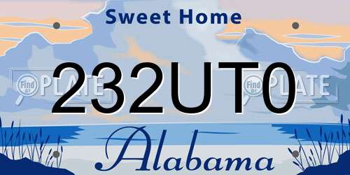 232UT0 Alabama License Plate