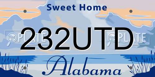 232UTD Alabama License Plate