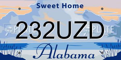 232UZD Alabama License Plate