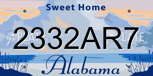 2332AR7 Alabama License Plate