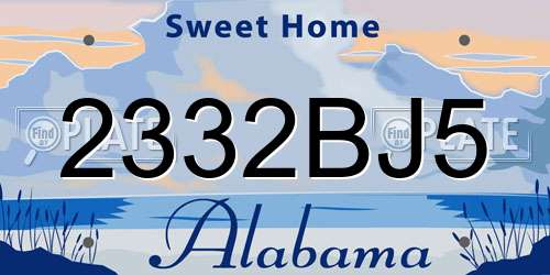 2332BJ5 Alabama License Plate