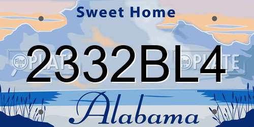 2332BL4 Alabama License Plate