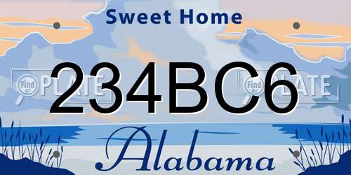 234BC6 Alabama License Plate