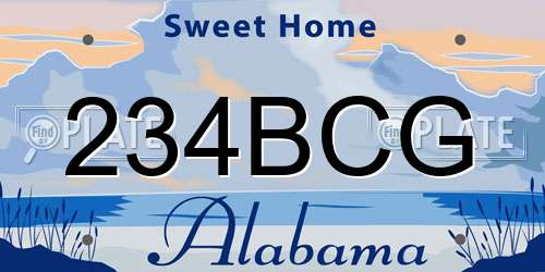 234BCG Alabama License Plate