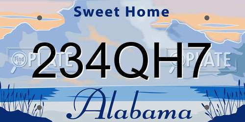 234QH7 Alabama License Plate