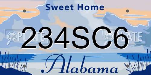 234SC6 Alabama License Plate