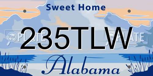 235TLW Alabama License Plate