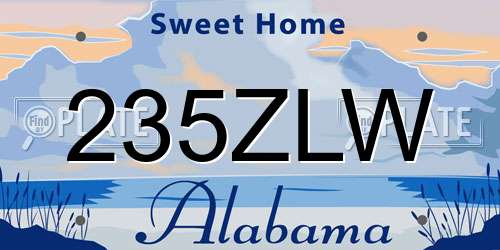 235ZLW Alabama License Plate