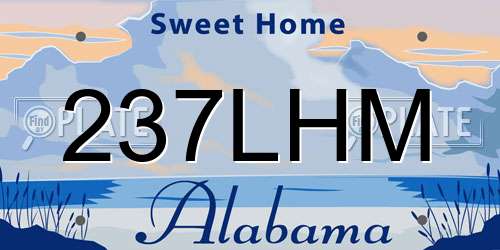 237LHM Alabama License Plate