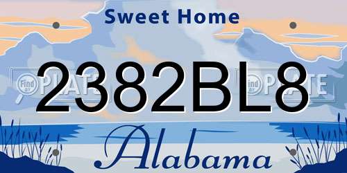 2382BL8 Alabama License Plate