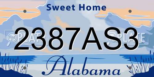 2387AS3 Alabama License Plate