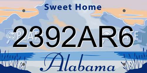 2392AR6 Alabama License Plate