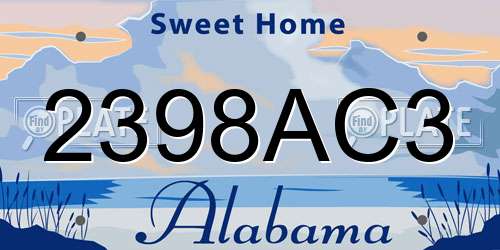 2398AC3 Alabama License Plate