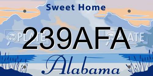 239AFA Alabama License Plate