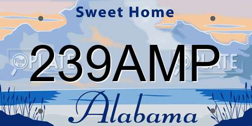 239AMP Alabama License Plate