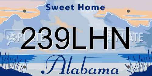 239LHN Alabama License Plate