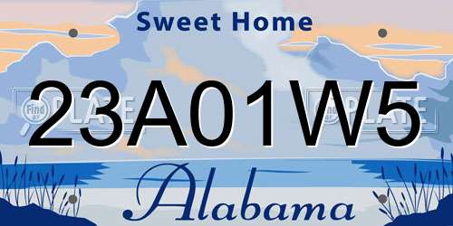 23A01W5 Alabama License Plate