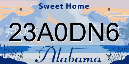 23A0DN6 Alabama License Plate