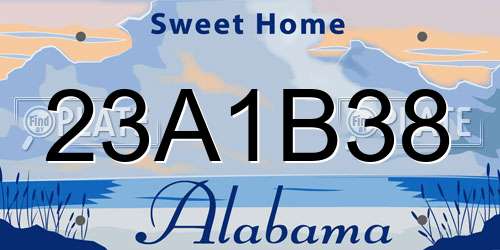 23A1B38 Alabama License Plate