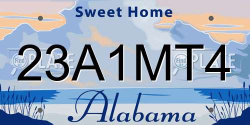23A1MT4 Alabama License Plate
