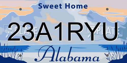 23A1RYU Alabama License Plate