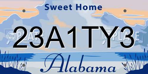 23A1TY3 Alabama License Plate