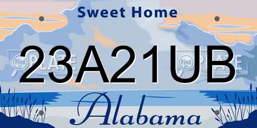23A21UB Alabama License Plate