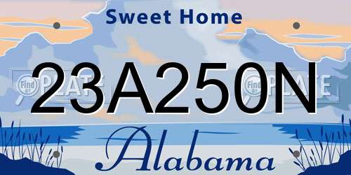 23A250N Alabama License Plate