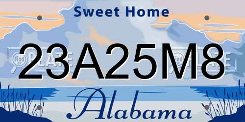 23A25M8 Alabama License Plate