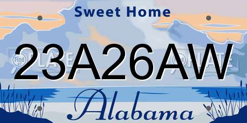 23A26AW Alabama License Plate
