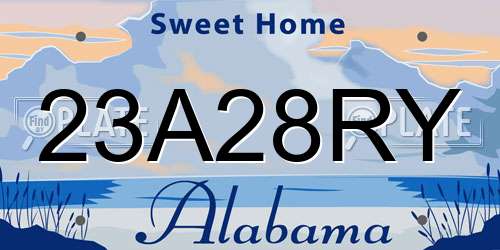 23A28RY Alabama License Plate