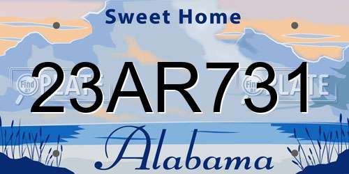 23AR731 Alabama License Plate