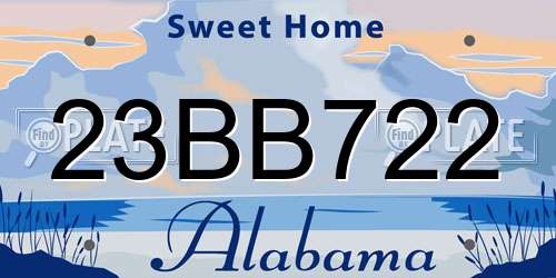 23BB722 Alabama License Plate