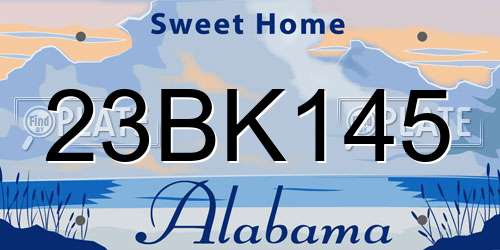 23BK145 Alabama License Plate