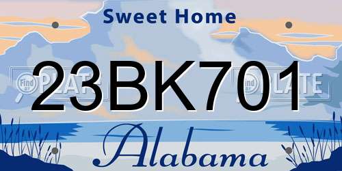 23BK701 Alabama License Plate