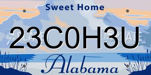 23C0H3U Alabama License Plate