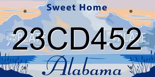 23CD452 Alabama License Plate
