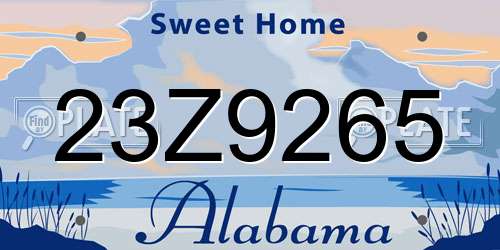 23Z9265 Alabama License Plate