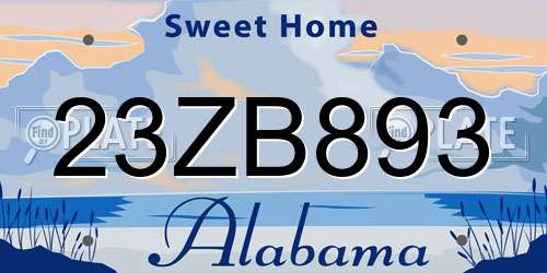 23ZB893 Alabama License Plate
