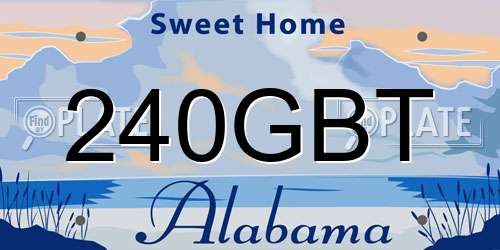 240GBT Alabama License Plate