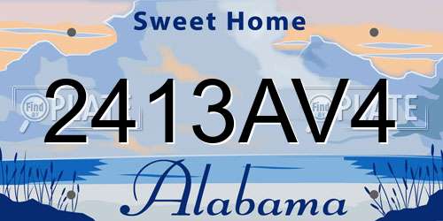 2413AV4 Alabama License Plate