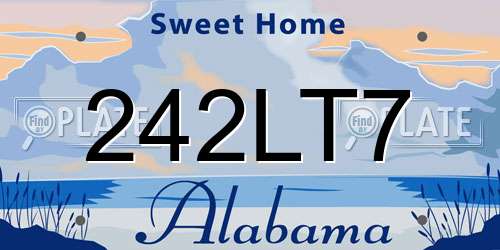 242LT7 Alabama License Plate